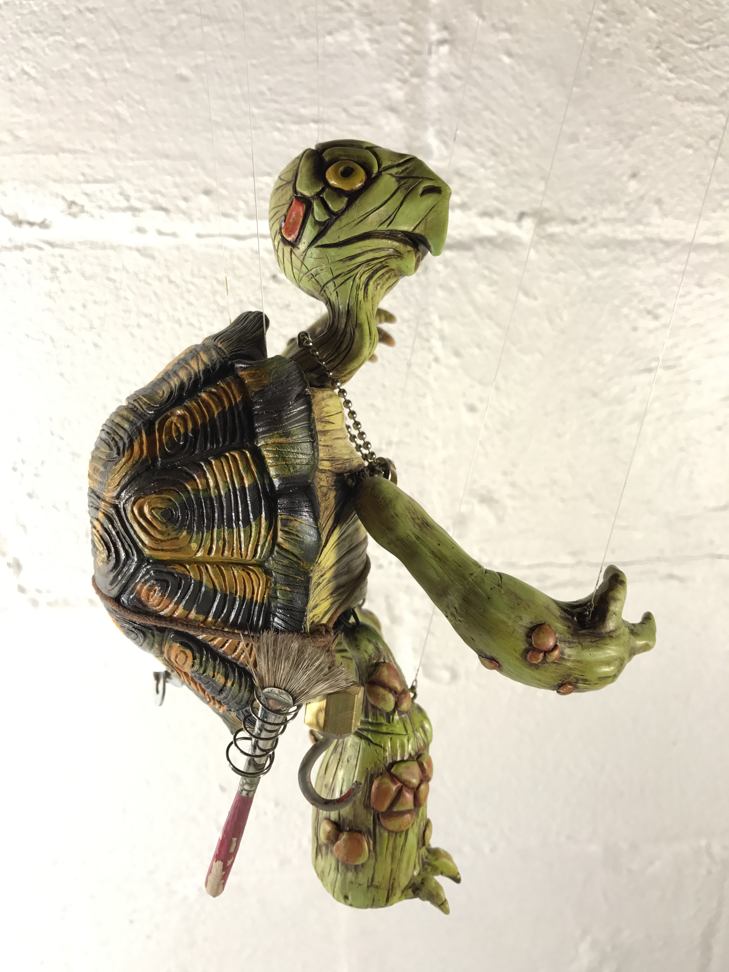 Marionette Turtle polymer clay sculpture finished by mike Kessell